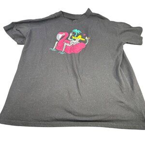 Brisco Brands Womens Size XL Graphic Tee Flamingo Skeleton Design Black Preowned